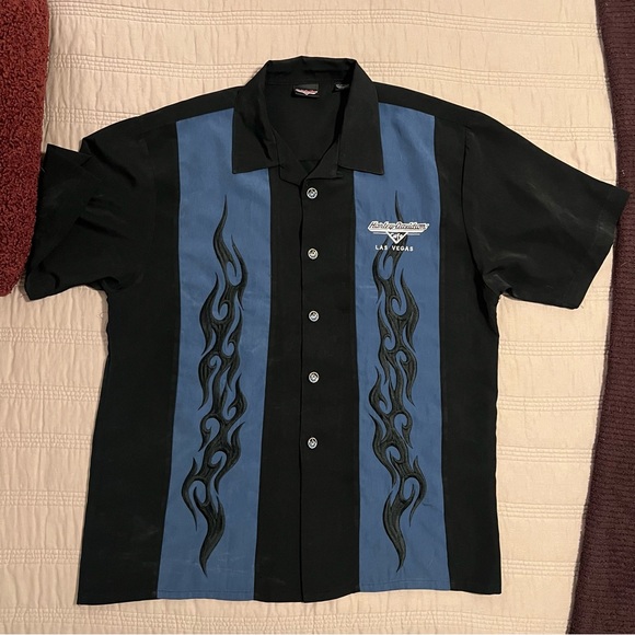 Harley-Davidson Other - Harley-Davidson Black and Blue Flame Shirt